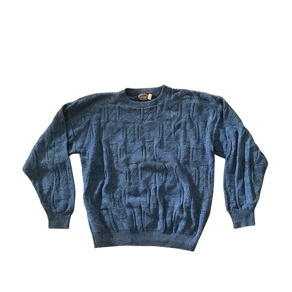 Victoria Dry Goods vintage men's blue size XL cable knit sweater fisherman